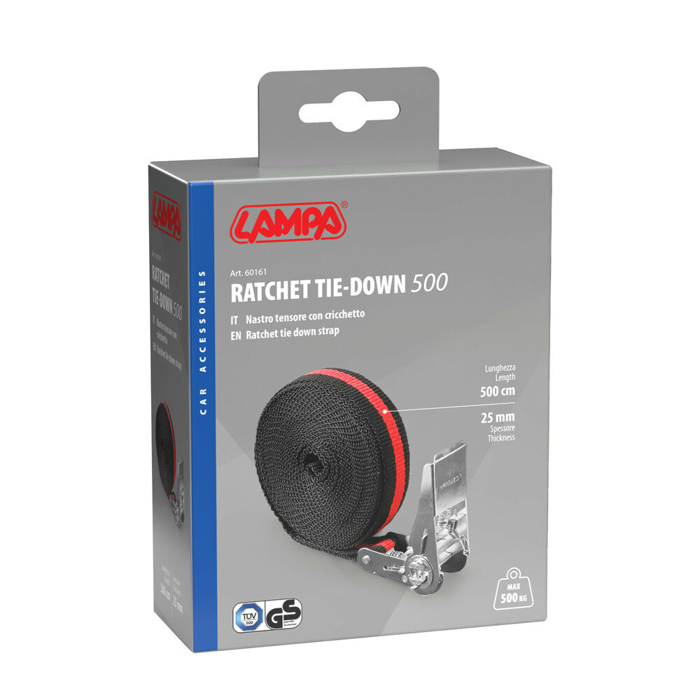 Nastro tensore con cricchetto da 500 cm 250 daN omologato TUEV Sued Lampa