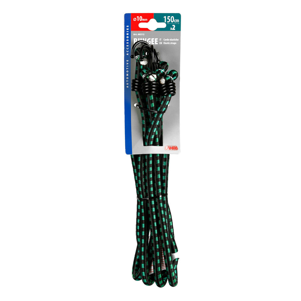 Corde elastiche standard 10 mm x 200 cm con ganci in acciaio Lampa