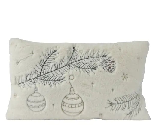 Cuscino Natalizio Decorativo 50x30x12cm Colore Bianco con Cuciture | Kaemingk