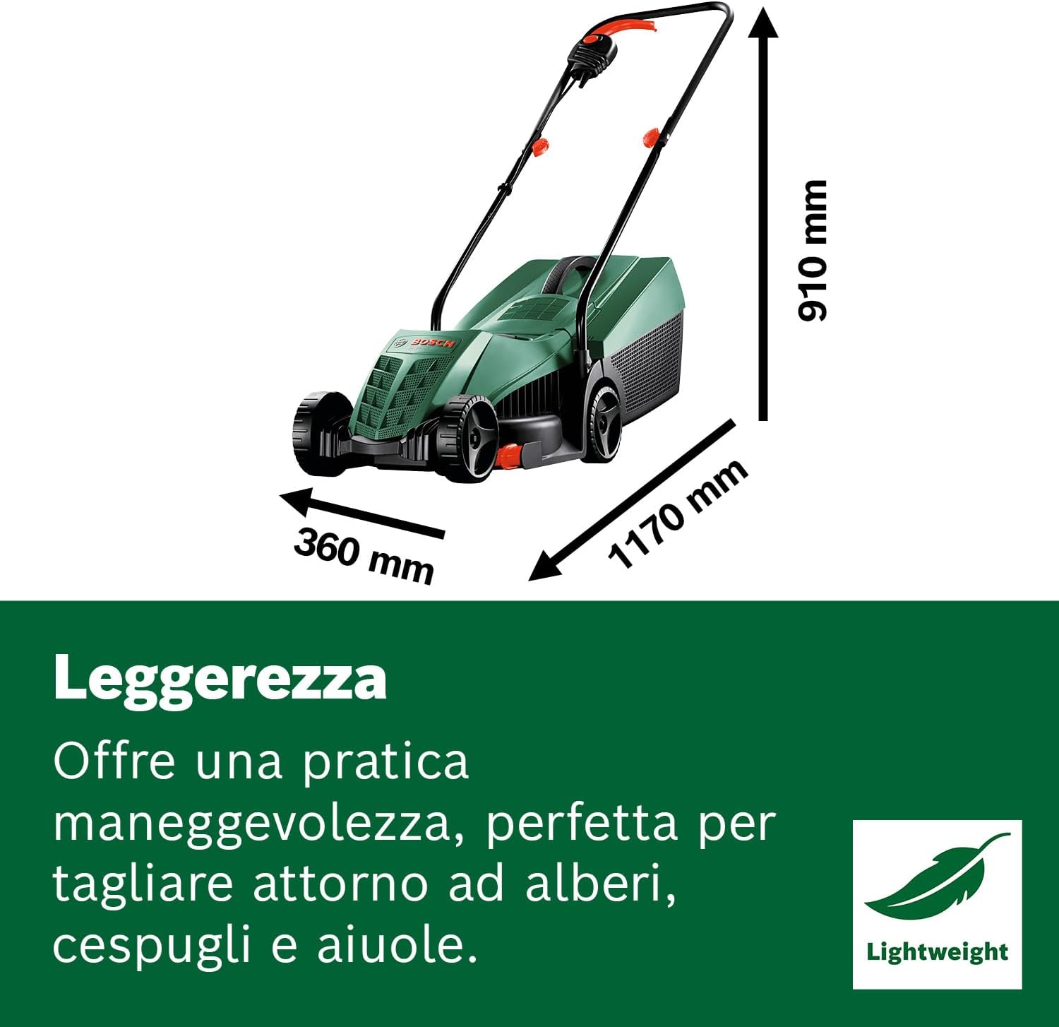 Rasaerba Elettrico Bosch EasyRotak 32-235, Motore 1200W Larghezza Taglio 32 cm | Bosch