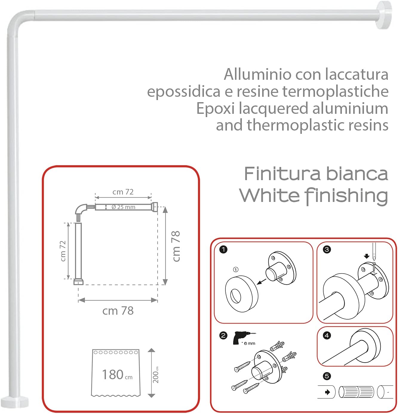 Telaio per doccia angolare 80x80 bianco Gedy