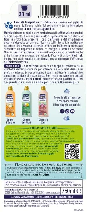 Nuncas Morbivel ammorbidente concentrato Laguna Blu 750 ml per stiratura facile