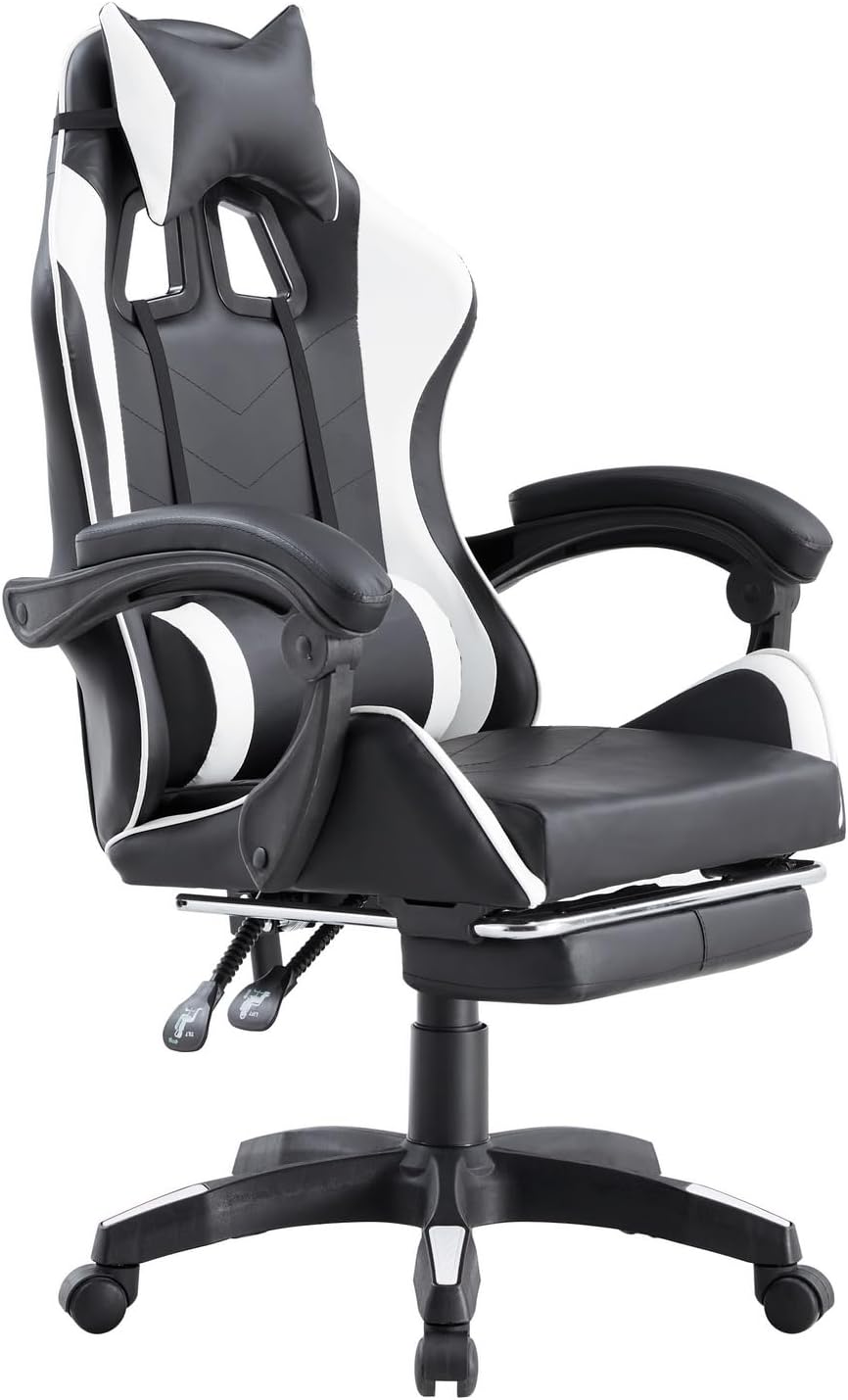 Sedia da Gaming Racing Ergonomica Brigros, Poltrona da Ufficio Girevole Reclinabile con Poggiapiedi e Cuscini | Brigros