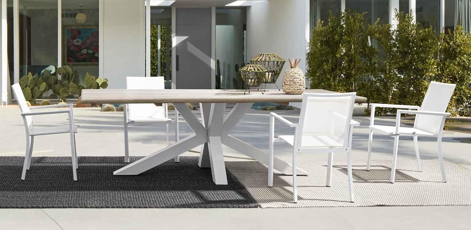 Sedia da Giardino Bizzotto Konnor con Braccioli Bianco, Struttura in Alluminio Impilabile | 56x60x88 cm