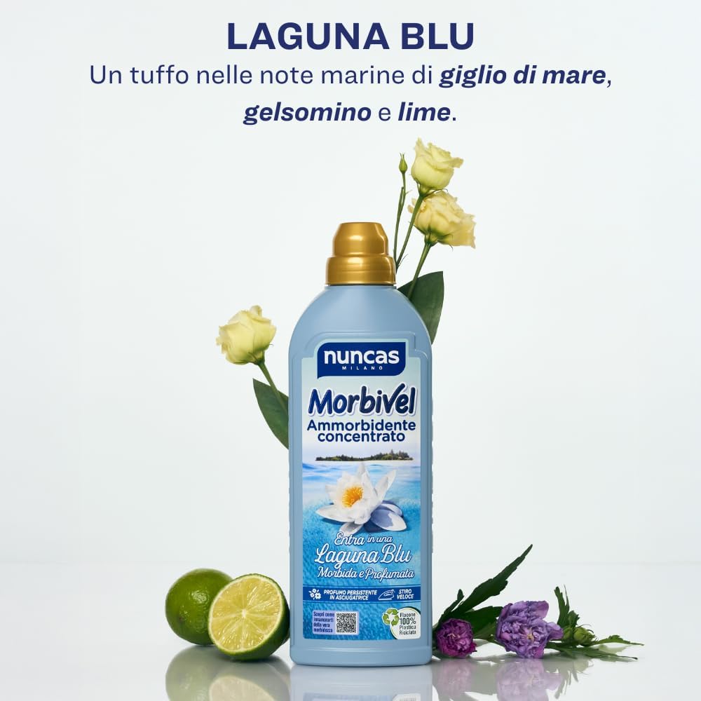 Nuncas Morbivel ammorbidente concentrato Laguna Blu 750 ml per stiratura facile