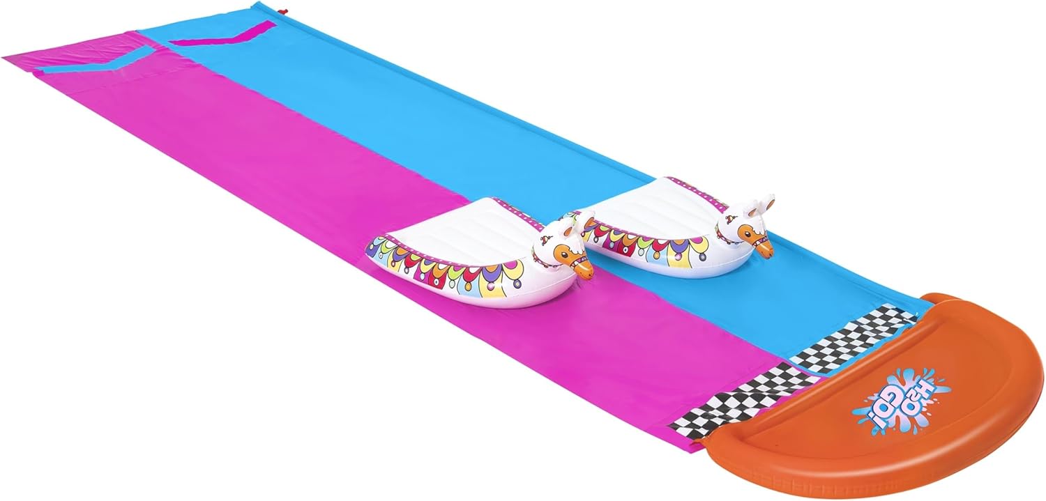 Scivolo Acquatico Doppio Bestway H2OGO! 488 cm con 2 Surf Lama Inclusi, Percorso Inclinato per Bambini | Bestway