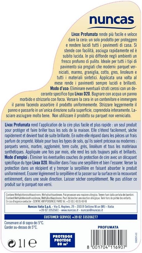Cera protettiva profumata per pavimenti Nuncas Livax (1000 ml)