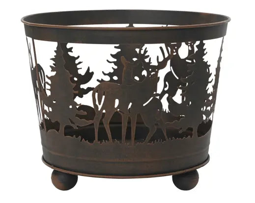 Braciere Natalizio da Esterno in Ferro Diametro 39cm Colore Marrone con Decori a Tema Alberi | Kaemingk