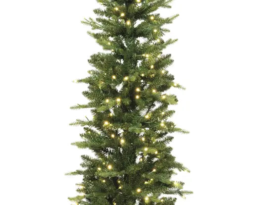 Albero di Natale Slim Fir Verde H240 cm con 450 LED Bianco Caldo Kaemingk – Diametro 73 cm per Interni