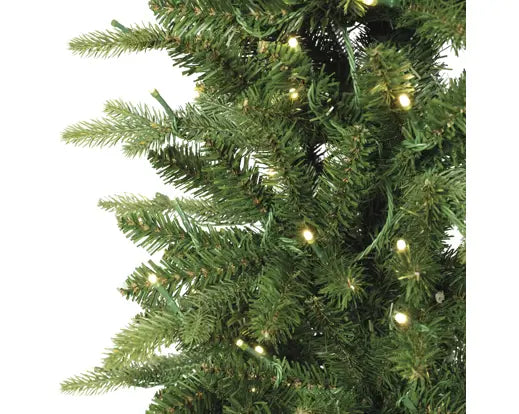 Albero di Natale Slim Fir Verde H240 cm con 450 LED Bianco Caldo Kaemingk – Diametro 73 cm per Interni