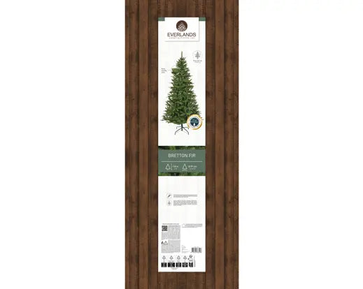 Albero di Natale Artificiale Bretton Fir 180 cm Verde Ø99 cm in PE e PVC con Base in Metallo Everlands Kaemingk