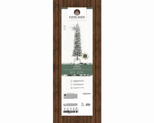 Albero di Natale Slim Fir Innevato H210 cm Ø68 cm Kaemingk Everlands – 1173 Punte in PE/PVC con Base in Metallo