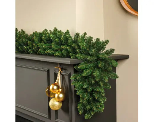 Ghirlanda Natalizia Verde Everest 180 cm Ø25 cm con 250 Rami in PVC per Interno ed Esterno Kaemingk