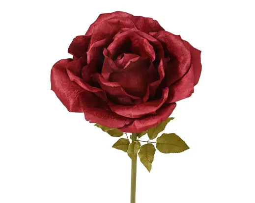 Maxi Rosa Natalizia Artificiale Decorativa H.135cm Colore Bordeaux Burgundy | Kaemingk