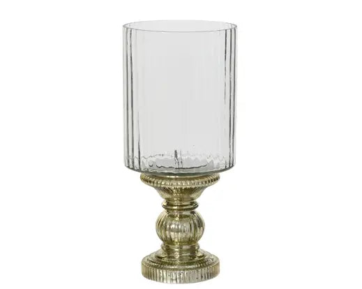 Vaso Natalizio Decorativo Hurricane H.34cm in Vetro Trasparente Chiari e Dettagli Oro | Kaemingk