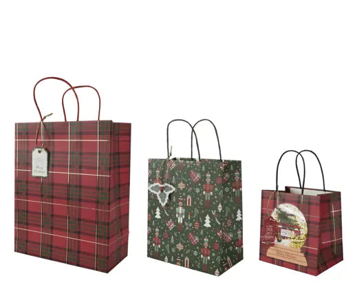 Set 3 Sacchetti Regalo Natalizi Decorativi Assortiti 26x32x14cm H | Kaemingk