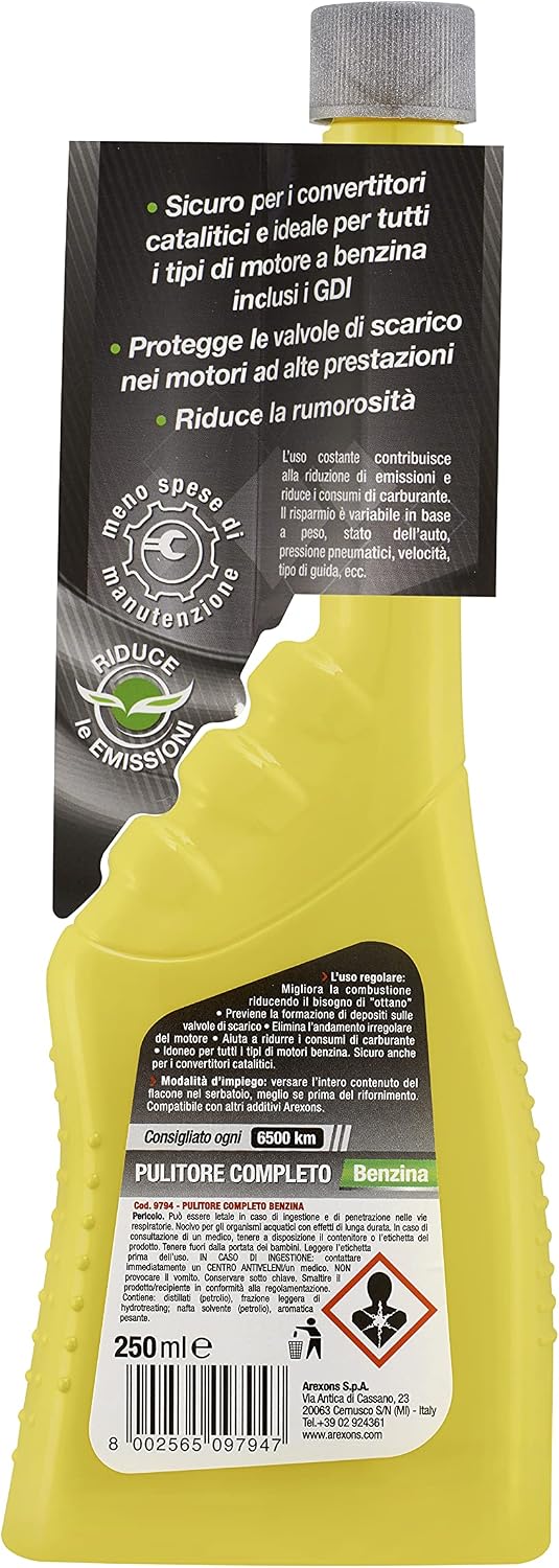 Arexons Benzina Pulitore Completo 250 ml Additivo Pulitore Sistema Alimentazione