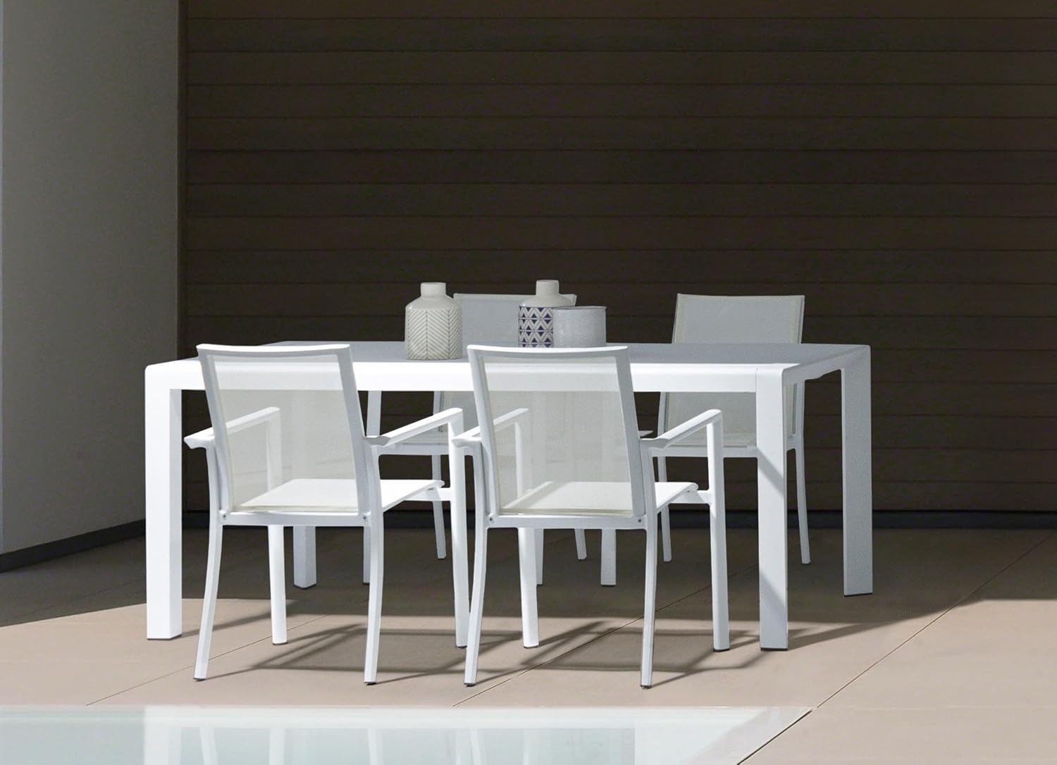 Sedia da Giardino Bizzotto Konnor con Braccioli Bianco, Struttura in Alluminio Impilabile | 56x60x88 cm