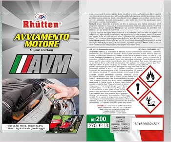 Rhütten AVM Spray Avviamento Motore 200 ml Avviamento Rapido Benzina Diesel