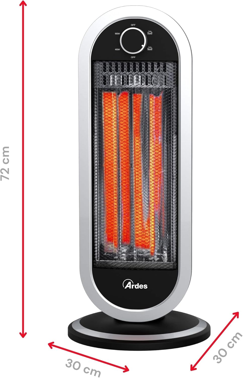 Stufa Carbonio Oscillante Tizzo Ultra potente e compatta 900W Ar4B01 , Stufa Carbonio, Argento Nero Ardes