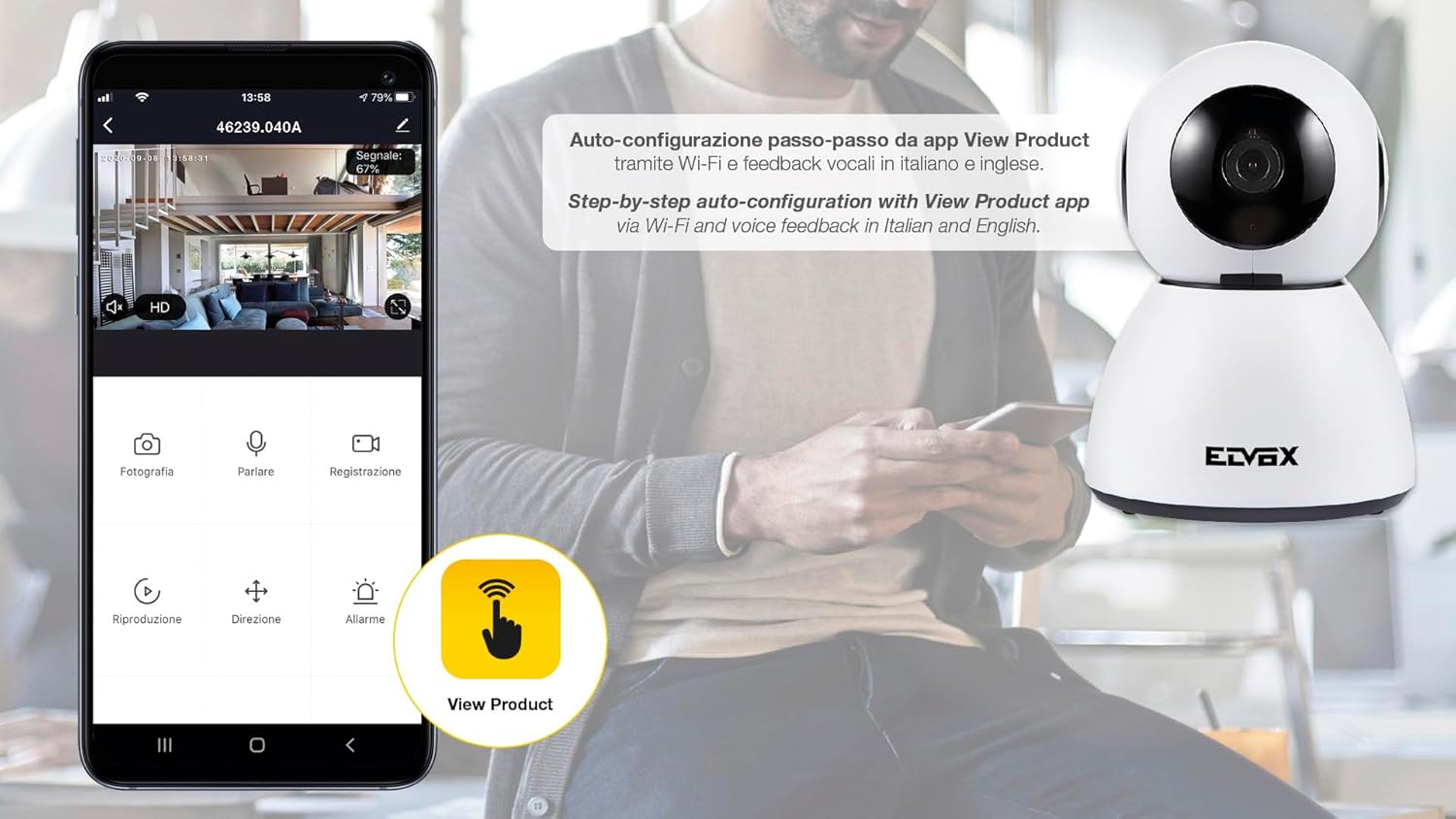 Vimar 46239.040A Telecamera IP Wi-Fi Motorizzata 3MP, Smart Home Camera da Interno con Visione Notturna e Audio Bidirezionale | Vimar