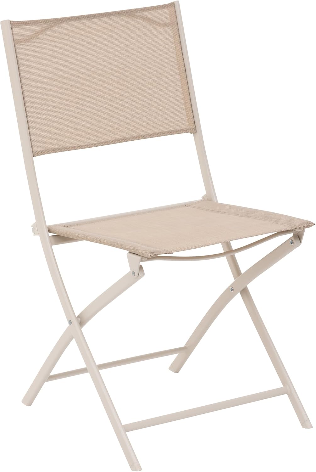 Sedia da Giardino Pieghevole Kasanova Modula Color Lino Beige, Struttura in Acciaio e Texaline | 46x52x87 cm
