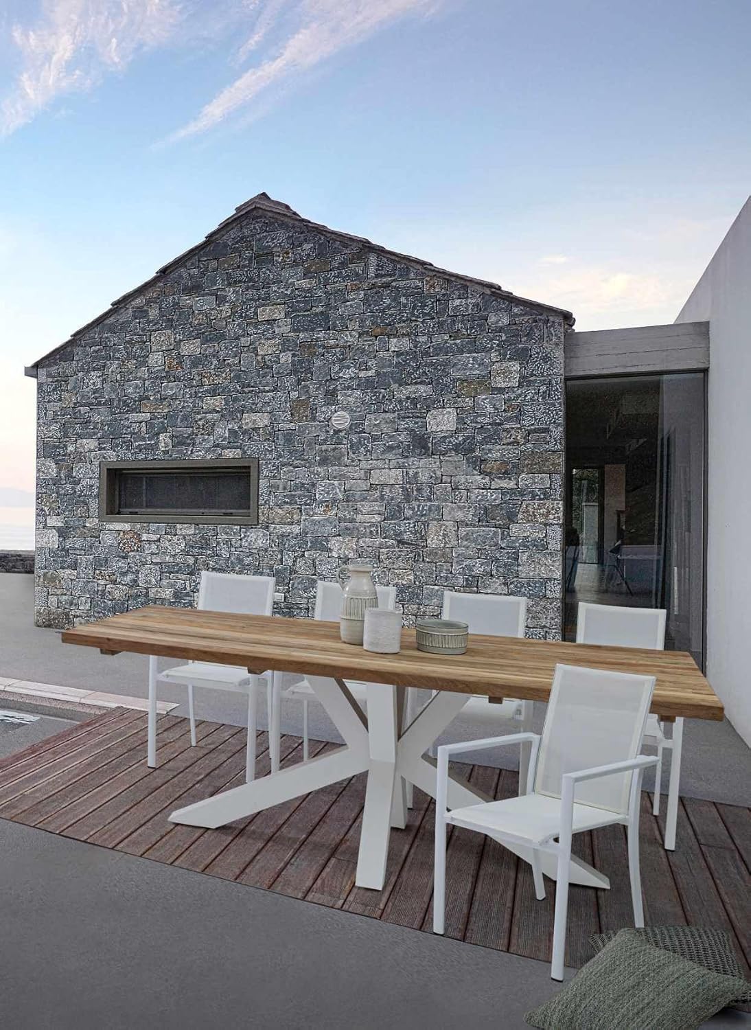 Sedia da Giardino Bizzotto Konnor con Braccioli Bianco, Struttura in Alluminio Impilabile | 56x60x88 cm