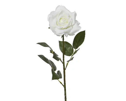 Fiore Natalizio Rosa Bianca Artificiale H.70cm con Finitura Ghiacciata Frosted | Kaemingk