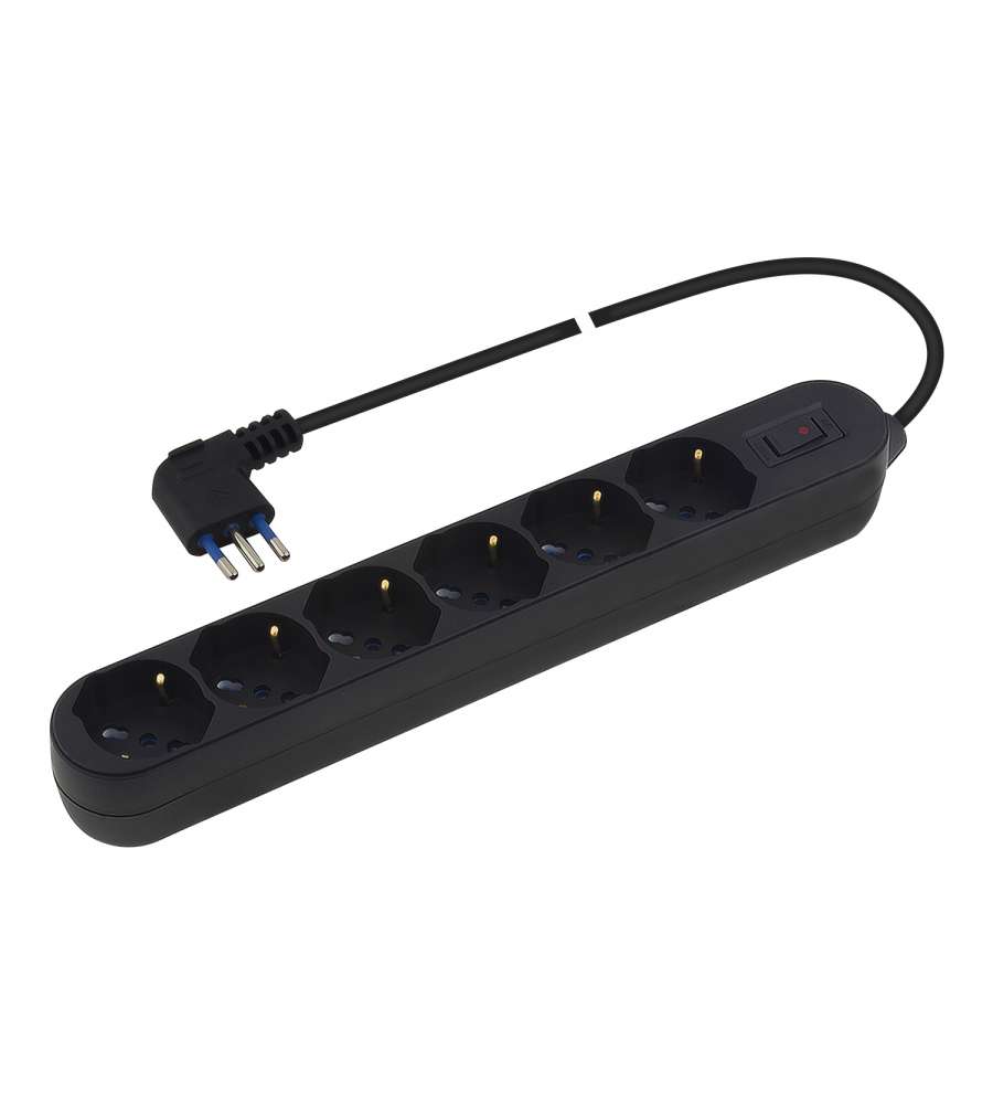 Multipresa Multisize 6 Prese Spina 10A Nera Polypool