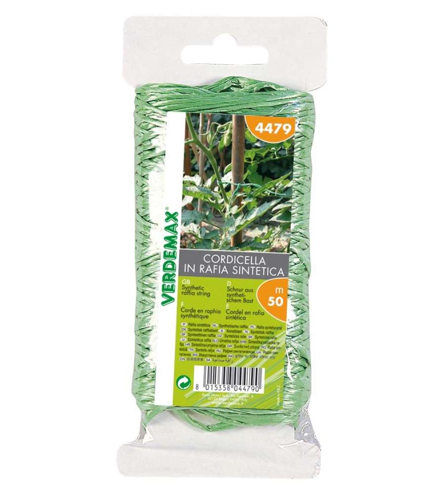 Filo giardinaggio Cordicella in Rafia Sintetica 50 Metri in Blister Verdemax