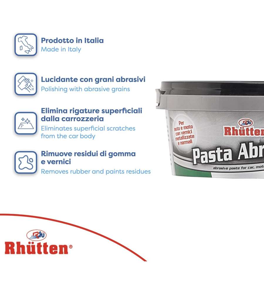 Rhütten Pasta Abrasiva per Carrozzeria 150 ml Elimina Graffi e Rigature