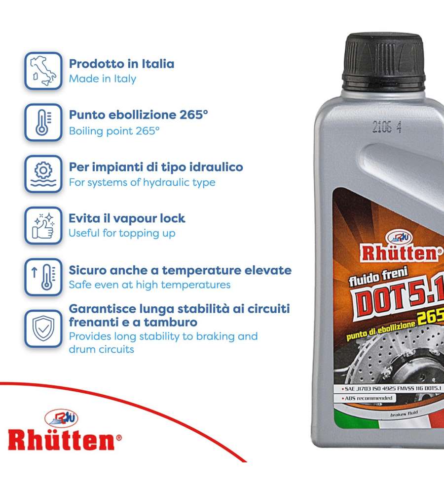 Rhütten Liquido Freni DOT 5 250 ml Fluido per Impianti Frenanti