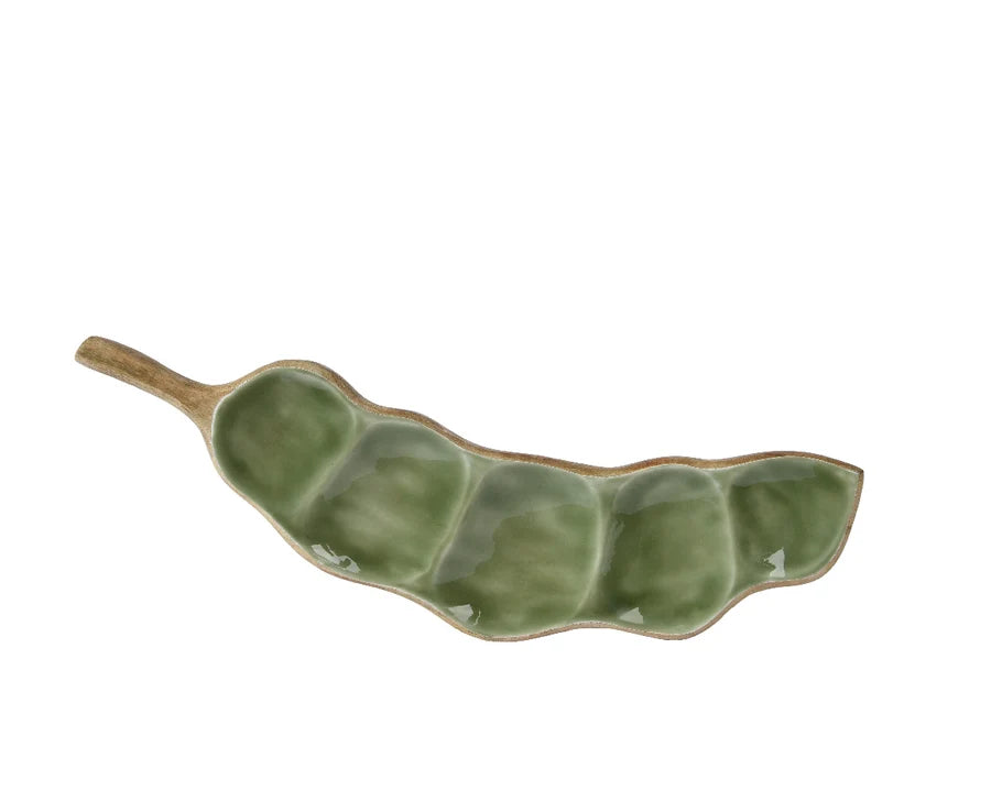 Piatto decorativo sagomato foglia di banano smaltato 40 cm Kaemingk