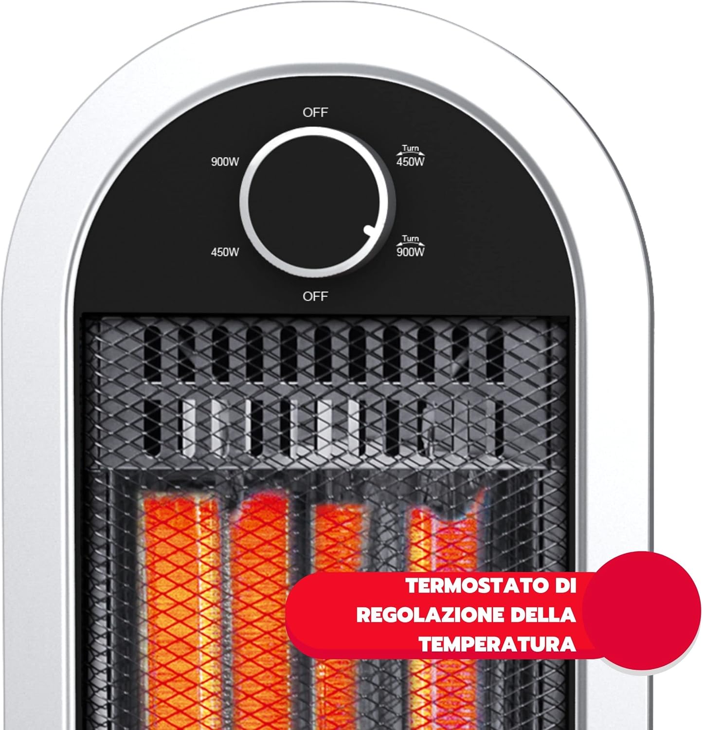 Stufa Carbonio Oscillante Tizzo Ultra potente e compatta 900W Ar4B01 , Stufa Carbonio, Argento Nero Ardes