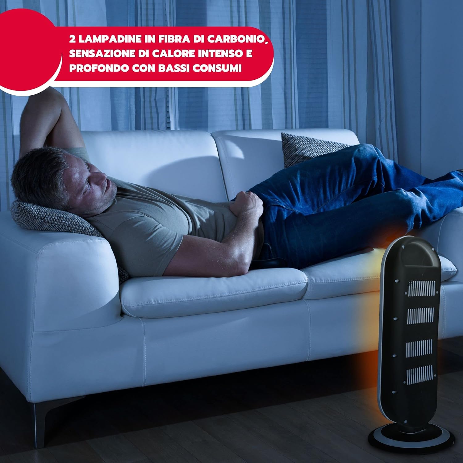 Stufa Carbonio Oscillante Tizzo Ultra potente e compatta 900W Ar4B01 , Stufa Carbonio, Argento Nero Ardes