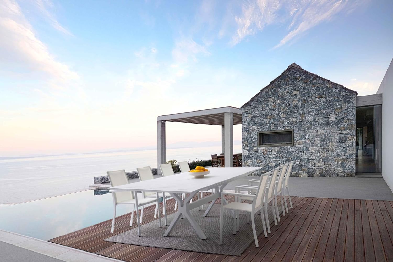 Sedia da Giardino Bizzotto Konnor con Braccioli Bianco, Struttura in Alluminio Impilabile | 56x60x88 cm