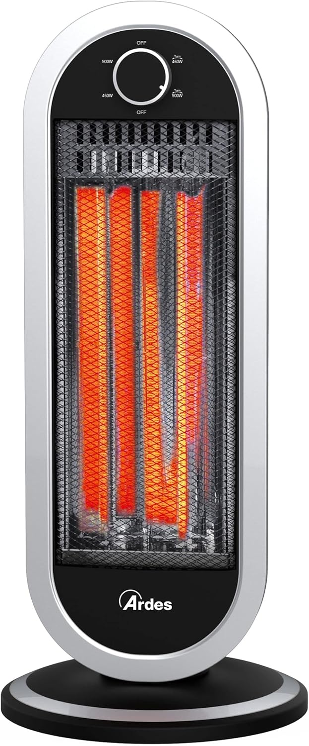 Stufa Carbonio Oscillante Tizzo Ultra potente e compatta 900W Ar4B01 , Stufa Carbonio, Argento Nero Ardes