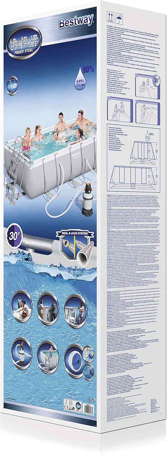 Piscina Fuori Terra Bestway Power Steel 404x201x100 cm, Set Completo con Pompa a Filtro a Sabbia e Scaletta | Bestway