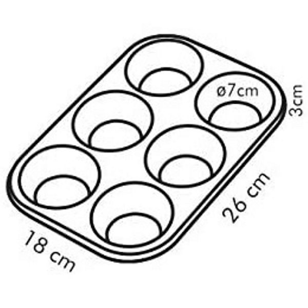Teglia per Muffin 6 Posti 26 x 18 cm Antiaderente DELÍCIA Tescoma