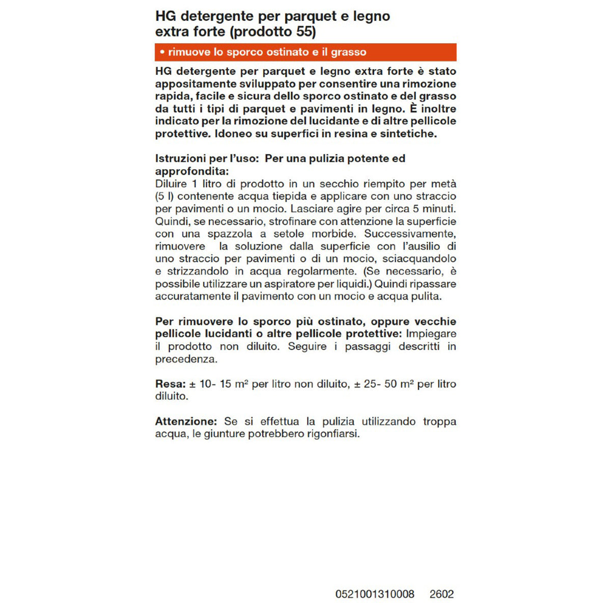 Detergente extra forte per parquet HG 1 L