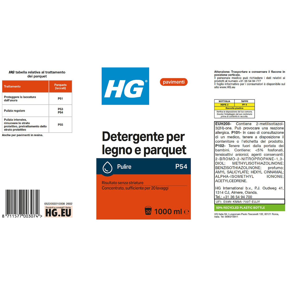 Detergente per legno e parquet HG 1 L