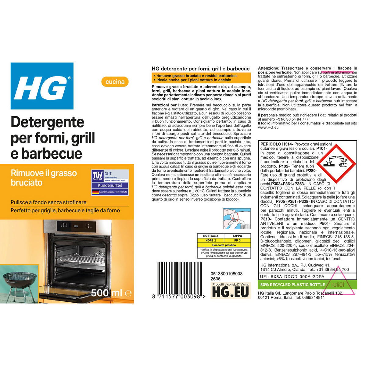 Detergente per forni grill e barbecue HG 500 ml