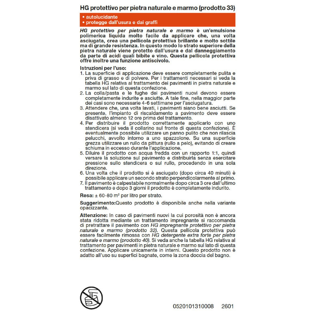 Protettivo per pietra naturale lucidante antiscivolo HG 1 L