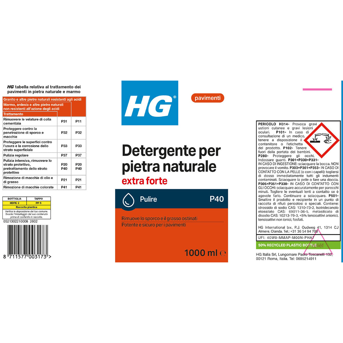 Detergente extra forte per pietra naturale HG 1 L