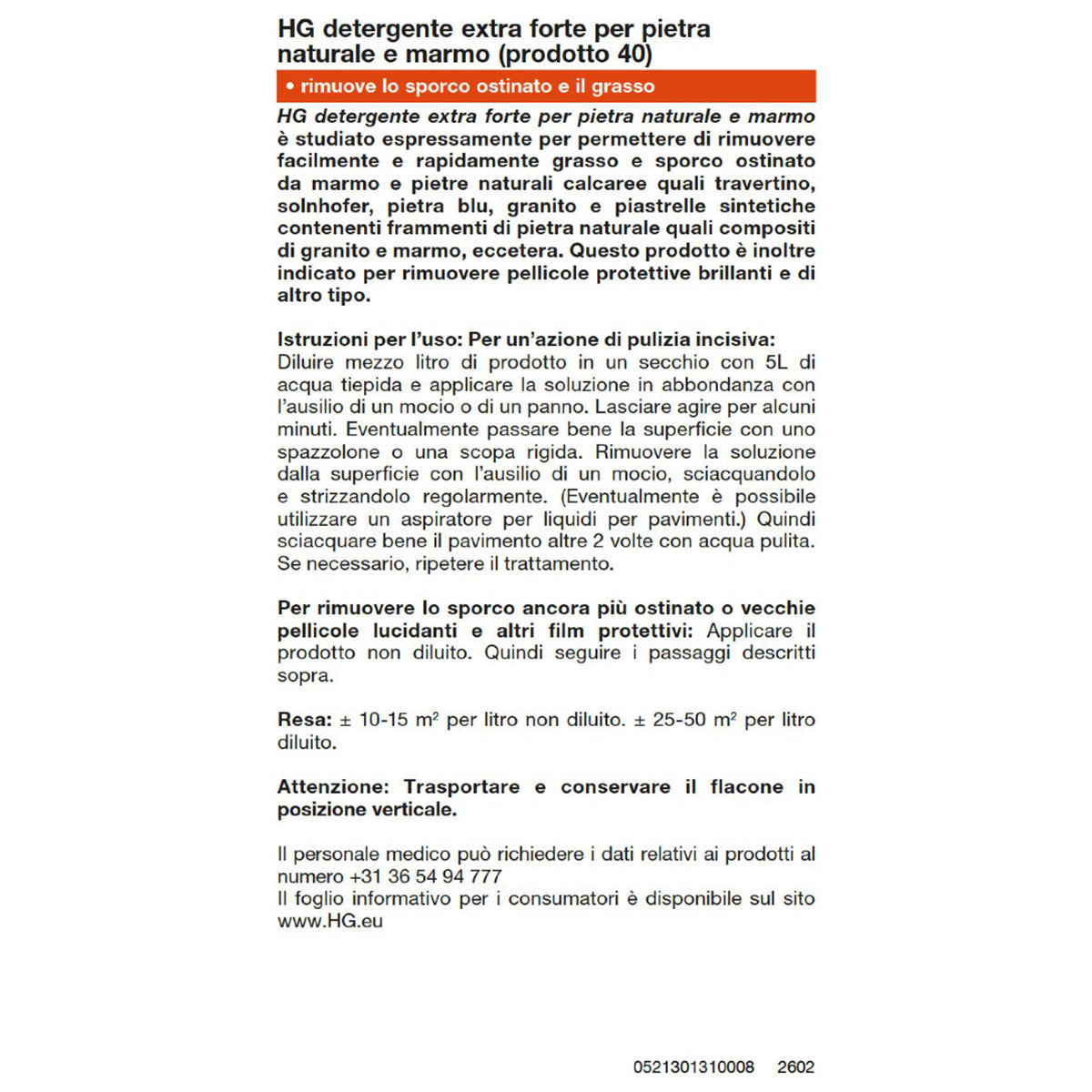 Detergente extra forte per pietra naturale HG 1 L