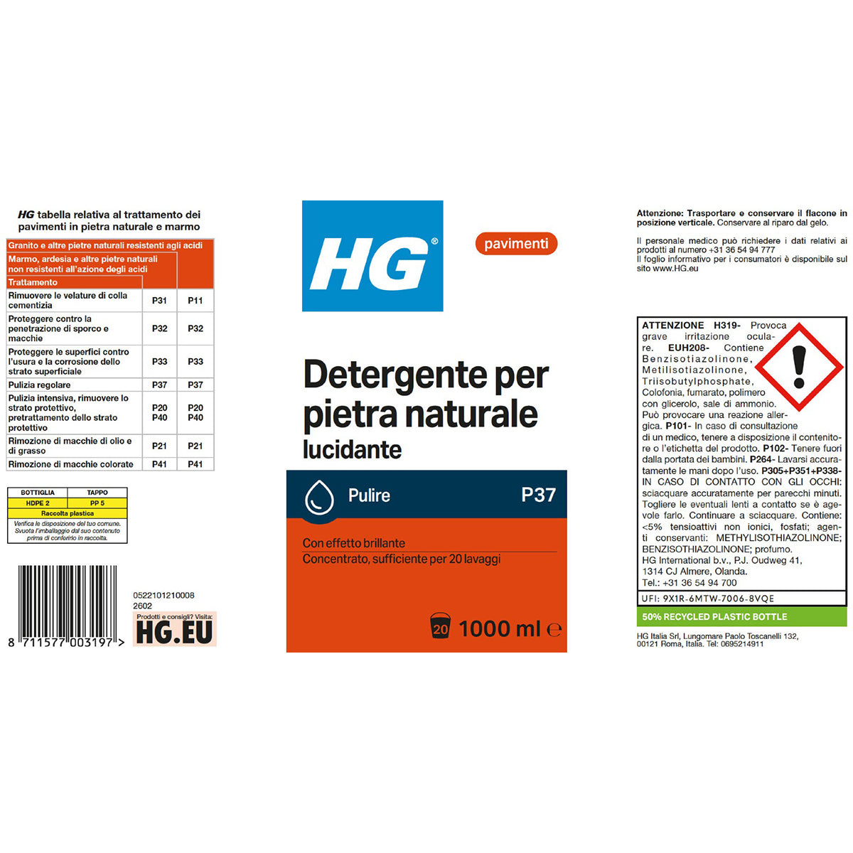 Detergente lucidante per pietra naturale HG 1 L
