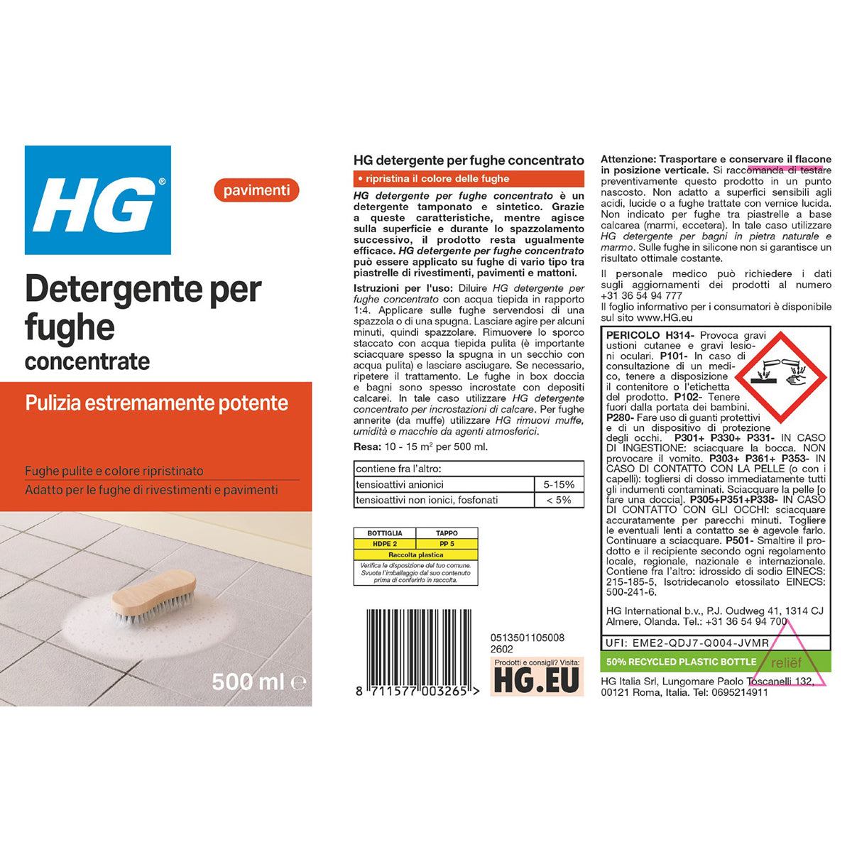 Detergente per fughe concentrato HG 500 ml