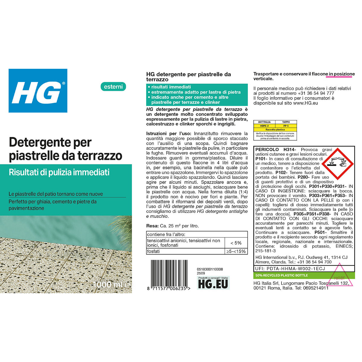 Detergente per piastrelle da terrazzo HG 1 L
