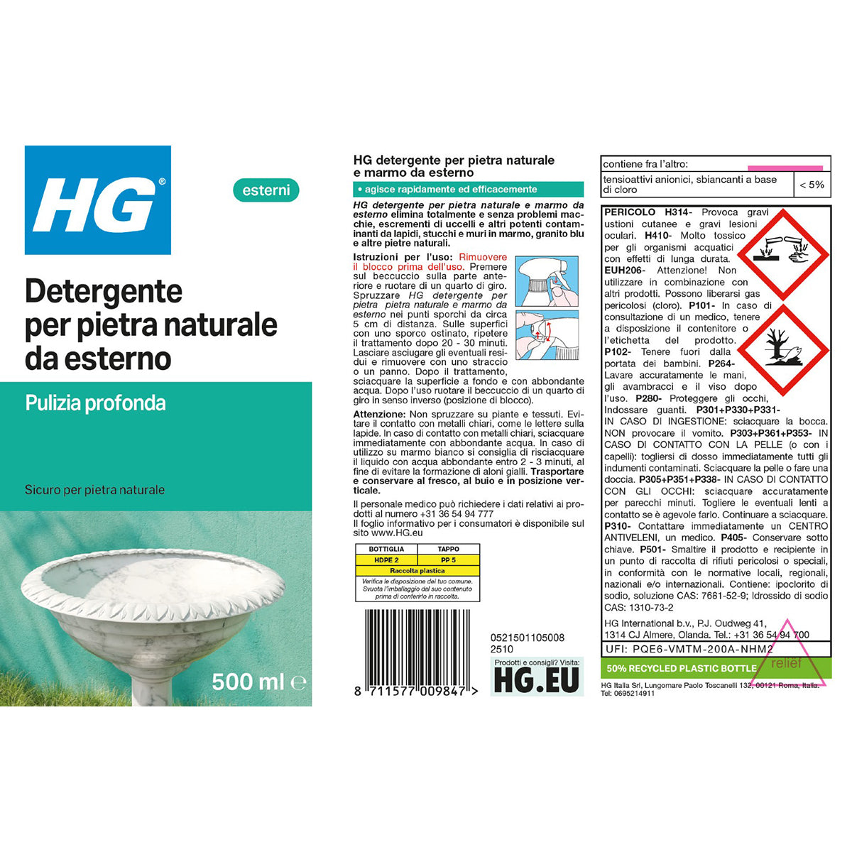 Detergente per pietra naturale da esterno HG 1 L