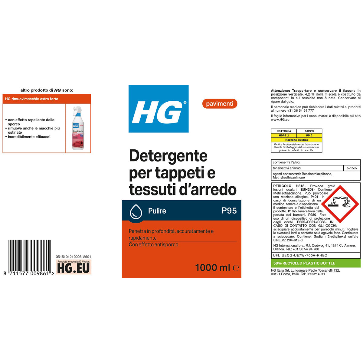 Detergente per tappeti e tessuti d'arredo HG 1 L
